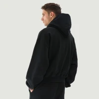 380GSM Unisex Single Snap Brushed Fleece Hoodie - thumbnail image 2