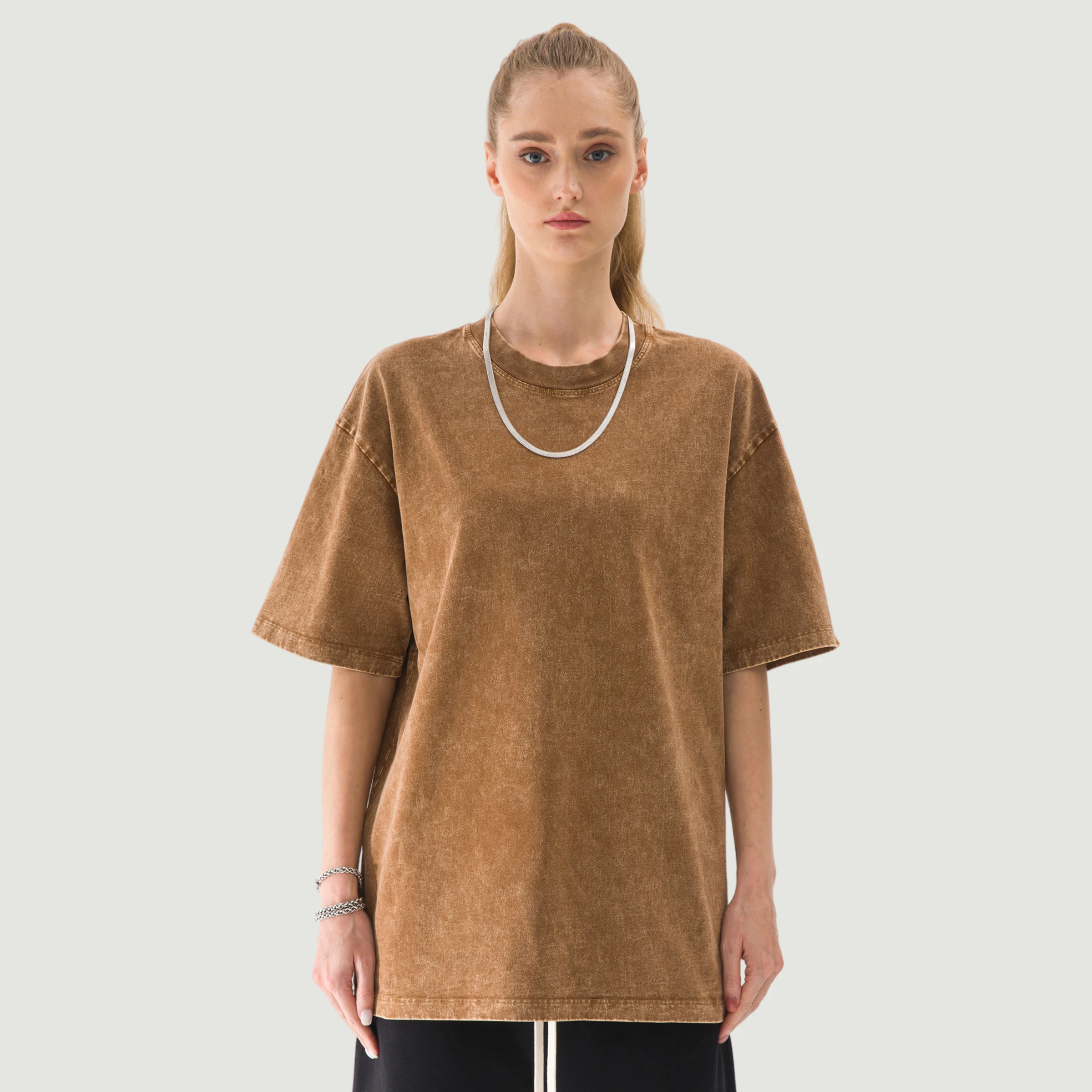 285GSM Unisex Oversized Snow Wash T-shirt - main image