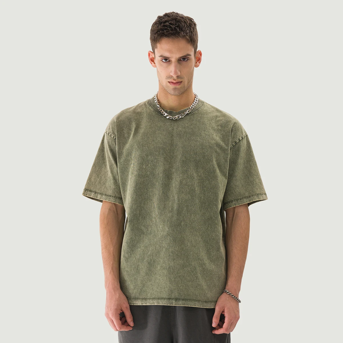 285GSM Unisex Oversized Snow Wash T-shirt - main image