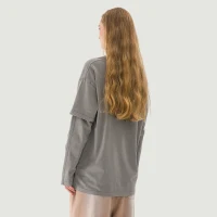 230GSM Unisex Faux-layered Faded Long Sleeve - thumbnail image 2