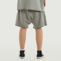 350GSM Unisex Raw Hem Washed Sweat Shorts - thumbnail image 2
