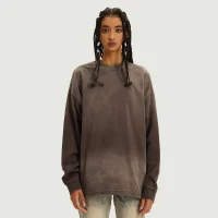 260GSM Unisex Oversized Sun Faded Long Sleeve Top - thumbnail image 1