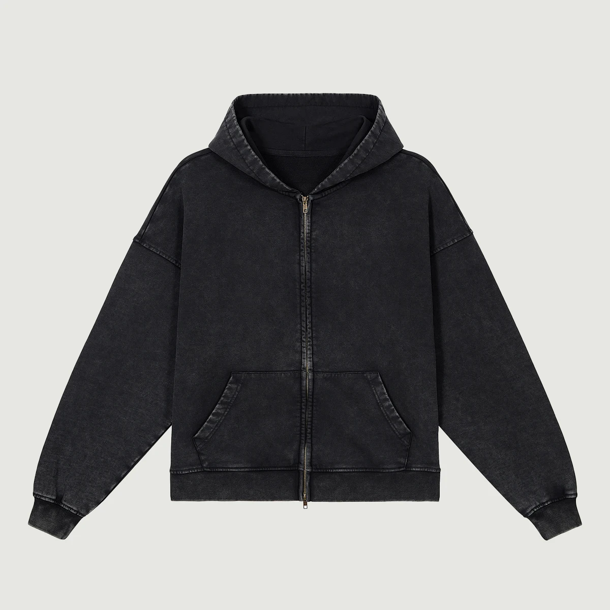 440GSM Unisex Snow Wash Full-zip Hoodie - main image