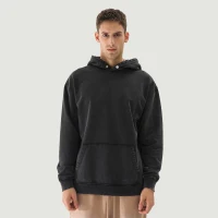 380GSM Unisex Snow Wash Snap Collar Hoodie - thumbnail image 1