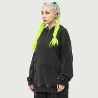 380GSM Unisex Snow Wash Snap Collar Hoodie - thumbnail image 3