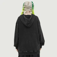 380GSM Unisex Snow Wash Snap Collar Hoodie - thumbnail image 2