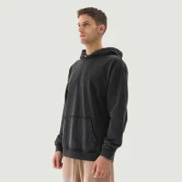 380GSM Unisex Snow Wash Snap Collar Hoodie - thumbnail image 3
