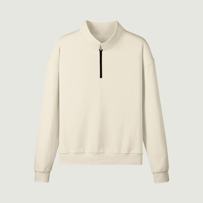 380GSM Unisex Heavyweight Half-Zip Brushed Fleece Sweatshirt