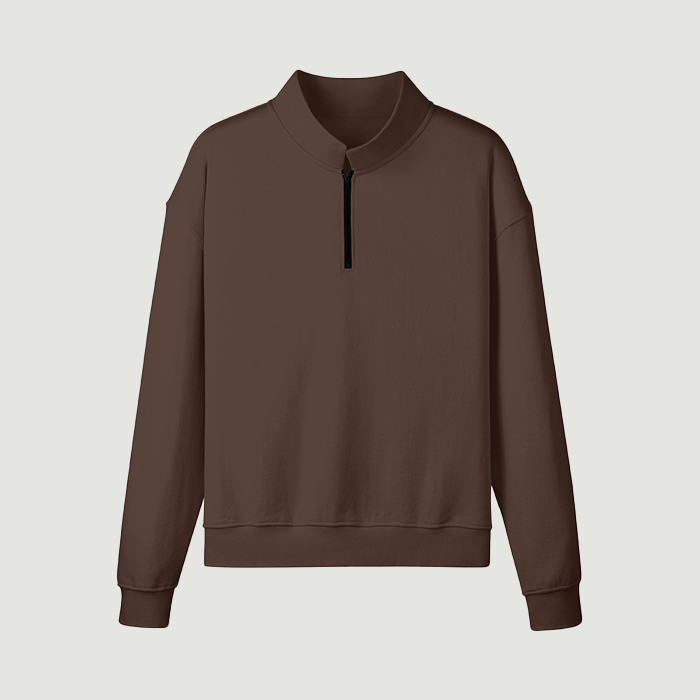 380GSM Unisex Heavyweight Regular Fit Half-Zip Brushed Fleece Sweatshirt