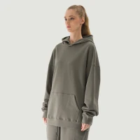 380GSM Unisex Double Snap Brushed Fleece Hoodie - thumbnail image 3
