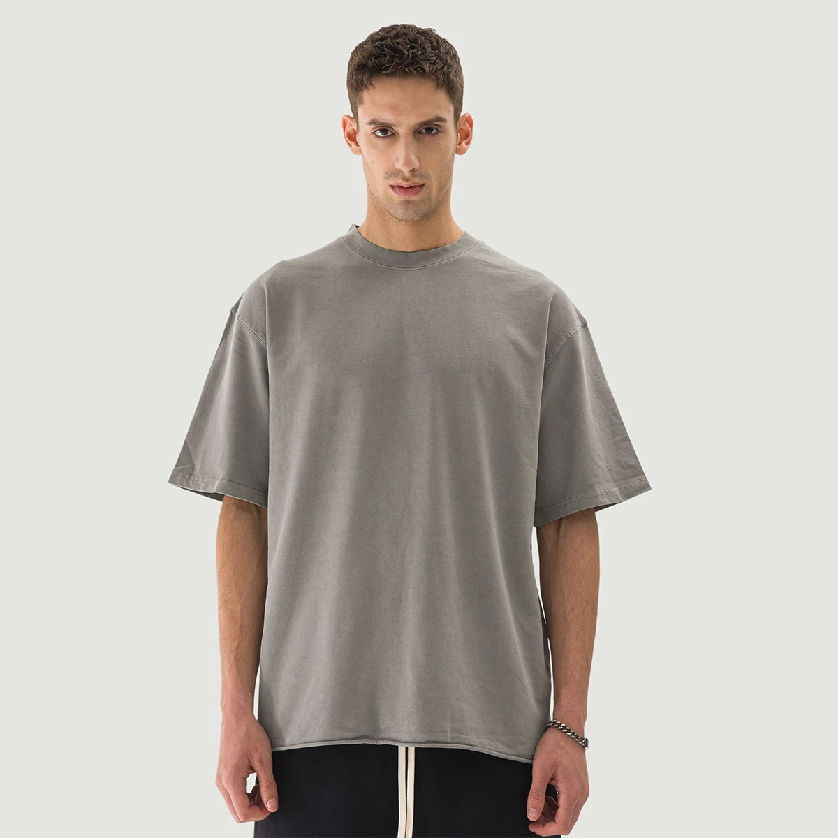 260GSM Unisex Faded Raw Hem T-shirt - main image