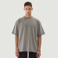 260GSM Unisex Faded Raw Hem T-shirt - thumbnail image 1