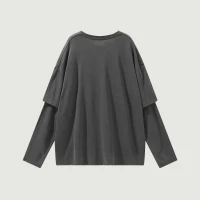 230GSM Unisex Faux-layered Faded Long Sleeve - thumbnail image 2