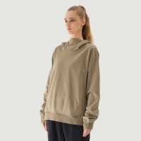 380GSM Unisex Washed Slit Hem Turtleneck Hoodie - thumbnail image 3