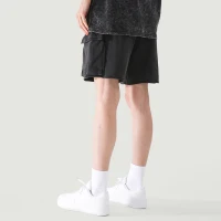 320GSM Unisex Snow Wash Raw Hem Cargo Shorts - thumbnail image 3