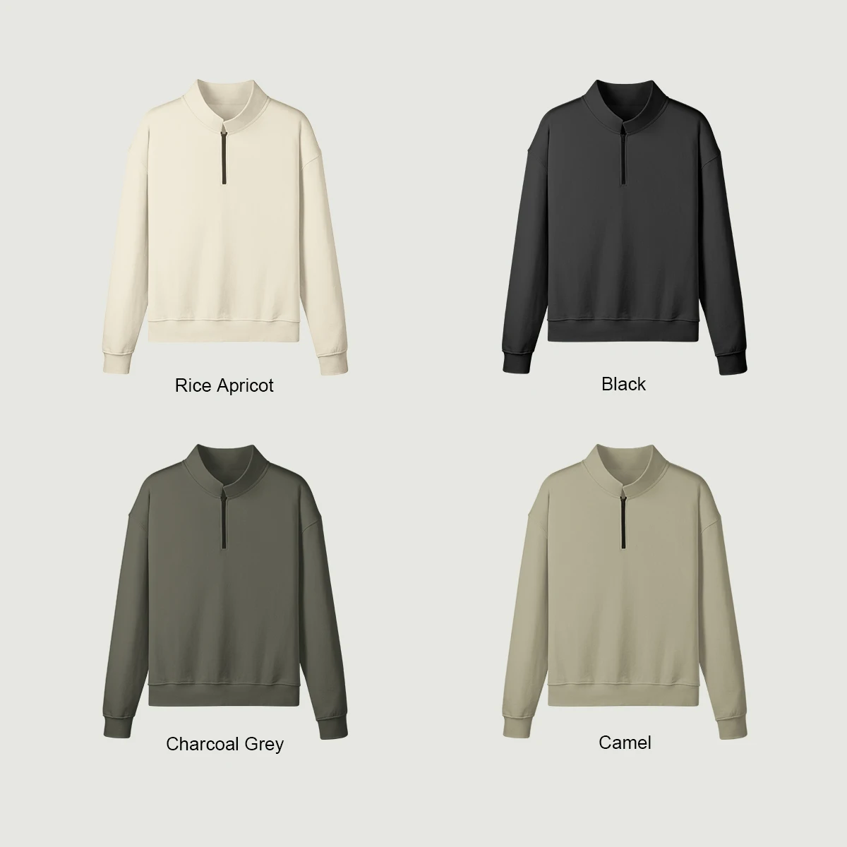 380GSM Unisex Heavyweight Half-zip Sweatshirt - thumbnail image 3