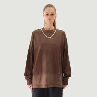 260GSM Unisex Oversized Sun Faded Long Sleeve Top - thumbnail image 1