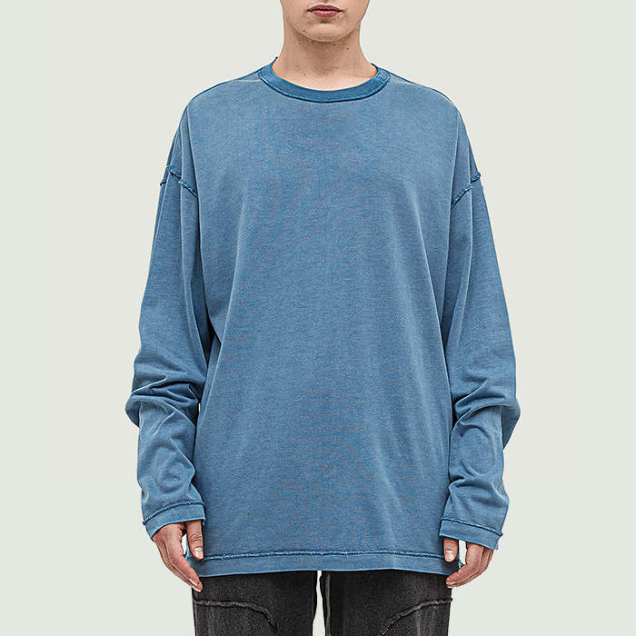 290GSM Unisex Reverse Seam Washed Long Sleeve T-shirt