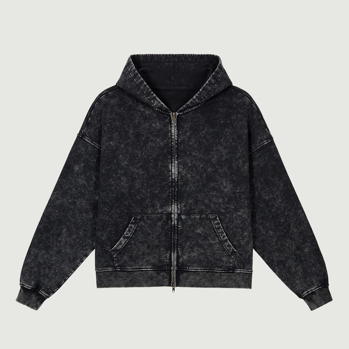 440GSM Unisex Vintage Snow Wash Full-zip Hoodie - main image