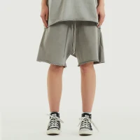 350GSM Unisex Raw Hem Washed Sweat Shorts - thumbnail image 1