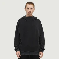 380GSM Unisex Washed Slit Hem Turtleneck Hoodie - thumbnail image 1