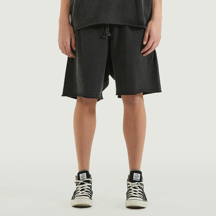 350GSM Unisex Raw Hem Washed Sweat Shorts