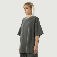 260GSM Unisex Faded Raw Hem T-shirt - thumbnail image 3