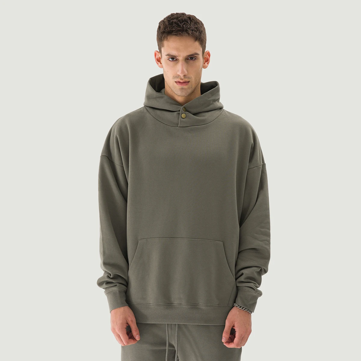 380GSM Unisex Double Snap Brushed Fleece Hoodie - main image