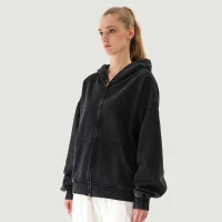 440GSM Unisex Snow Wash Full-zip Hoodie - thumbnail image 3