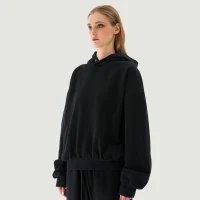 380GSM Unisex Single Snap Brushed Fleece Hoodie - thumbnail image 3