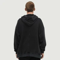 380GSM Unisex Washed Slit Hem Turtleneck Hoodie - thumbnail image 2