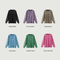 260GSM Unisex Raw Hem Faded Long Sleeve T-shirt - thumbnail image 4