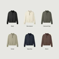 380GSM Unisex Heavyweight Regular Fit Half-Zip Brushed Fleece Sweatshirt - thumbnail image 3