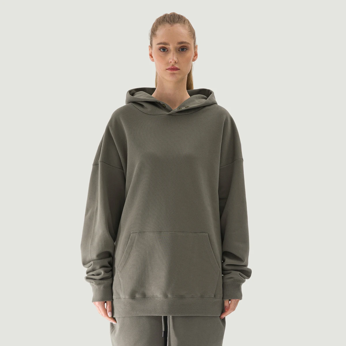 380GSM Unisex Double Snap Brushed Fleece Hoodie - main image