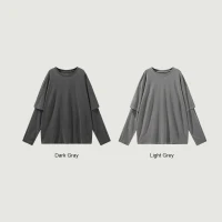 230GSM Unisex Faux-layered Faded Long Sleeve - thumbnail image 3