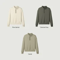 380GSM Unisex Heavyweight Half-Zip Brushed Fleece Sweatshirt - thumbnail image 3