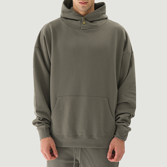 380GSM Unisex Double Snap Brushed Fleece Hoodie