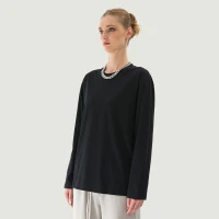 220GSM Unisex Crew Neck Long Sleeve T-shirt - thumbnail image 3