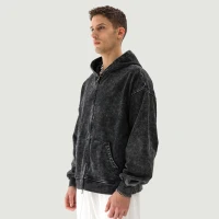 440GSM Unisex Vintage Snow Wash Full-zip Hoodie - thumbnail image 3