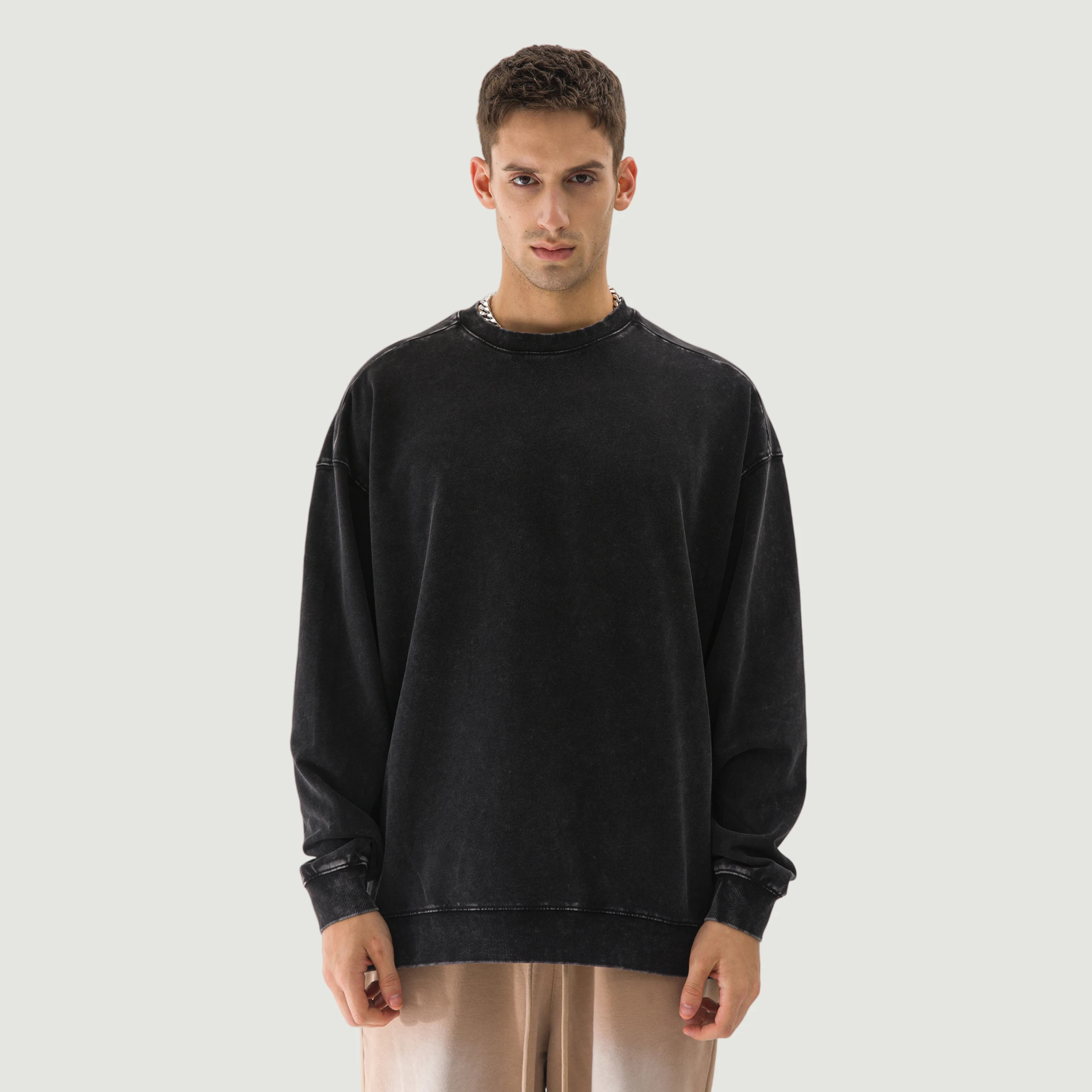 380GSM Unisex Heavyweight Oversized Side Slit Faded Sweatshirt - main image