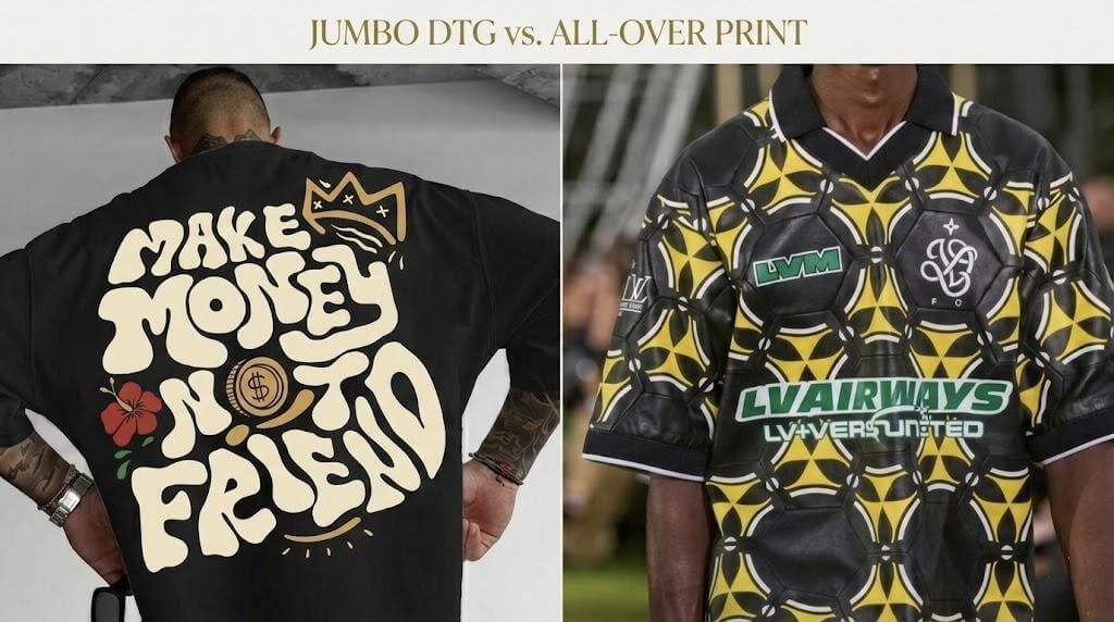 Jumbo DTG vs. All-Over Print: The Strategic Choice for High-End Streetwear Brands