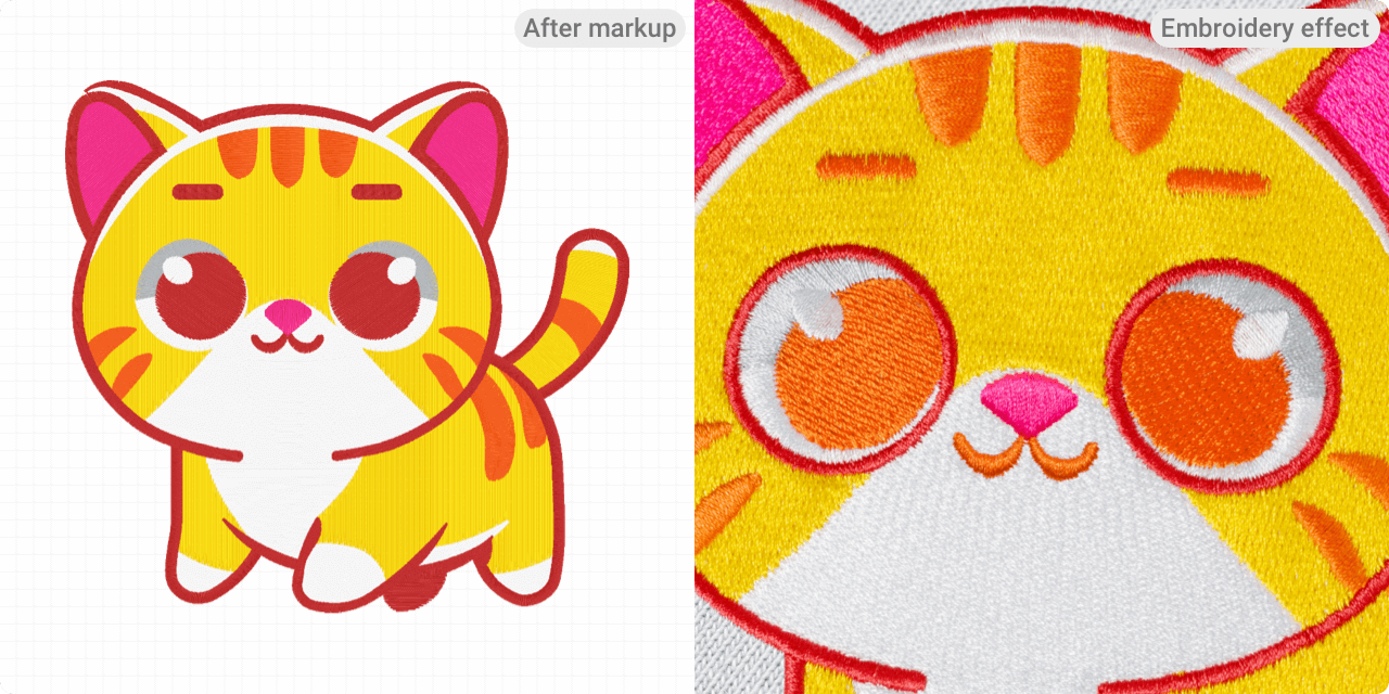 with outline stitching example