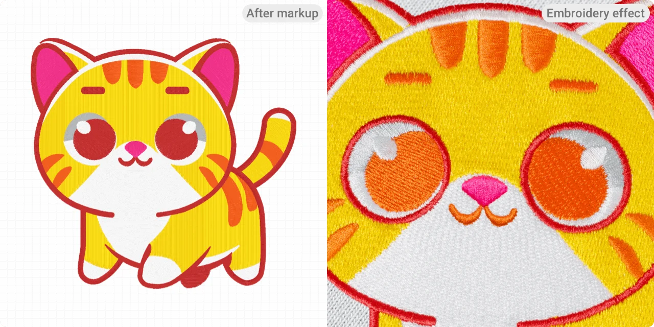 with outline stitching example