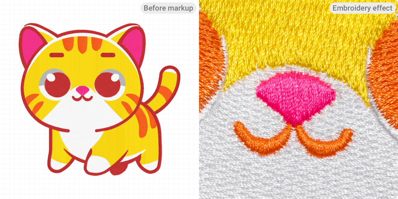 without raised stitching example