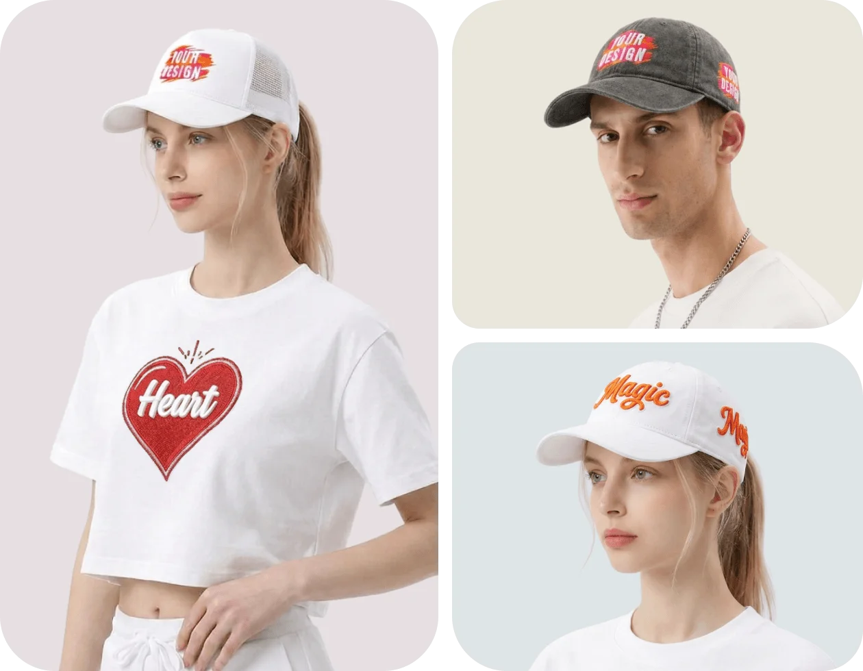 <strong>3D Puff Embroidery</strong><br/>On Apparel AND Caps