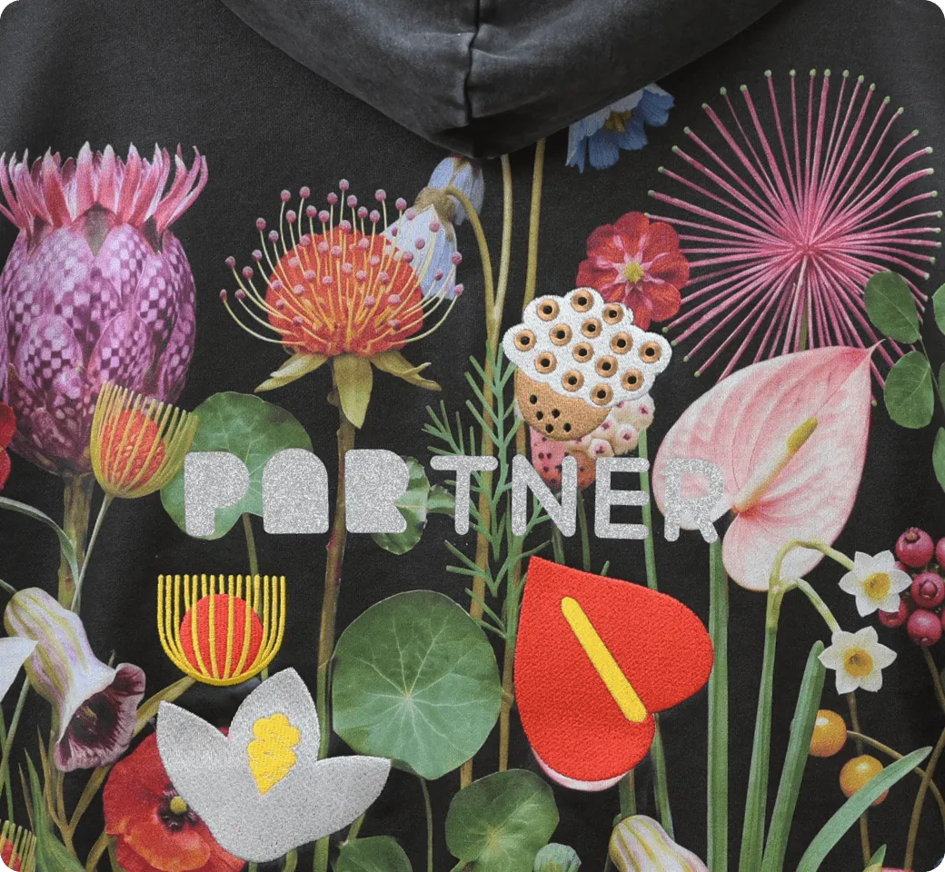 DTG + HTV + Embroidery hybrid process