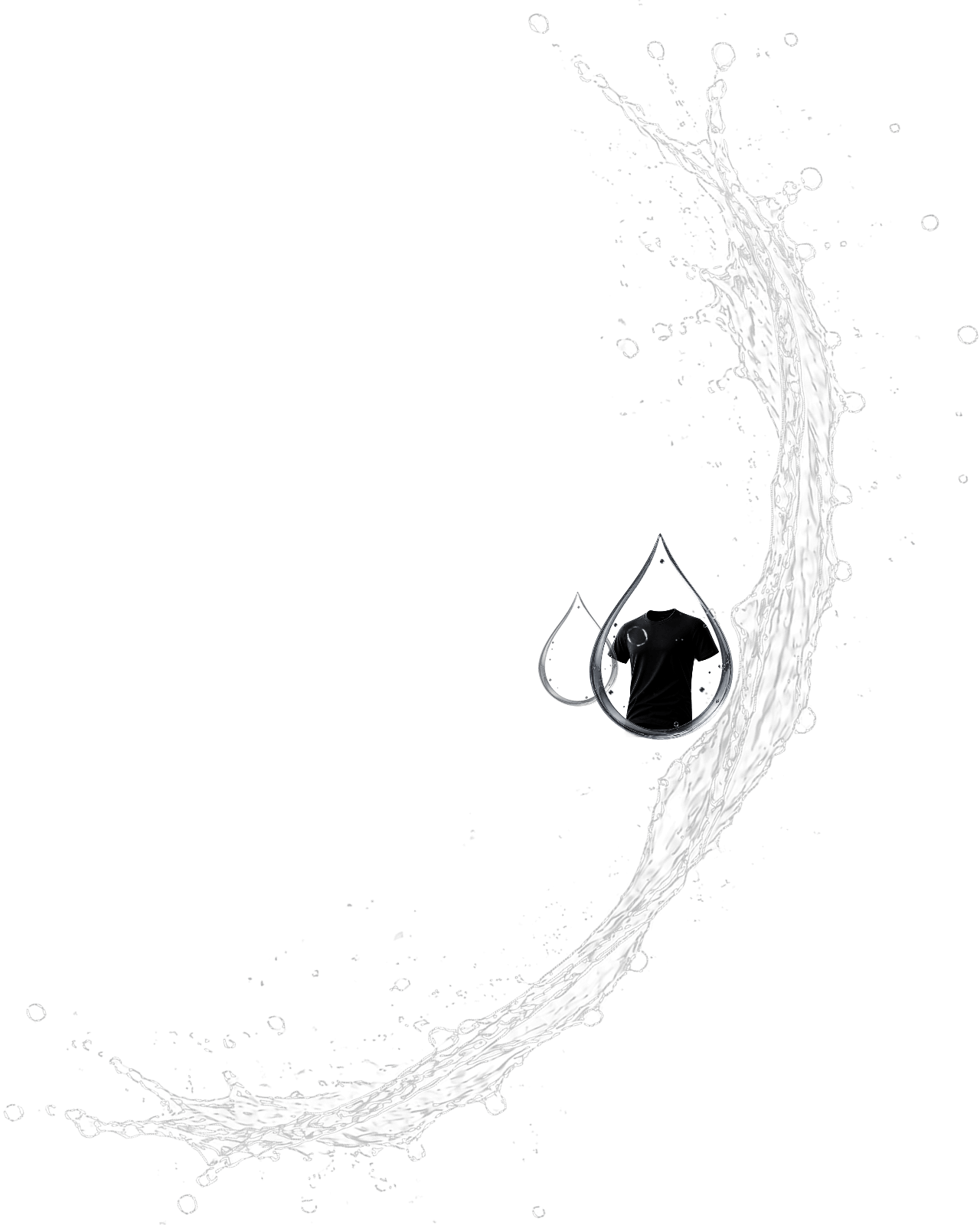 ZeroShrink pre-shrunk apparel water splash